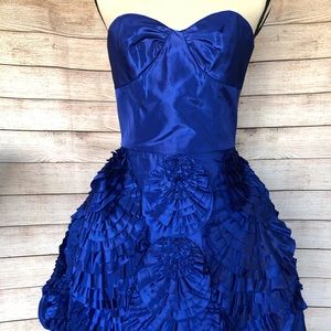 Royal blue full skirt party dress.